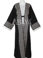 Ensemble Abaya Noir Deux Pièces avec Broderies Élégantes
