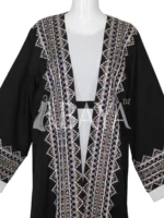 Ensemble Abaya Noir Deux Pièces avec Broderies Élégantes
