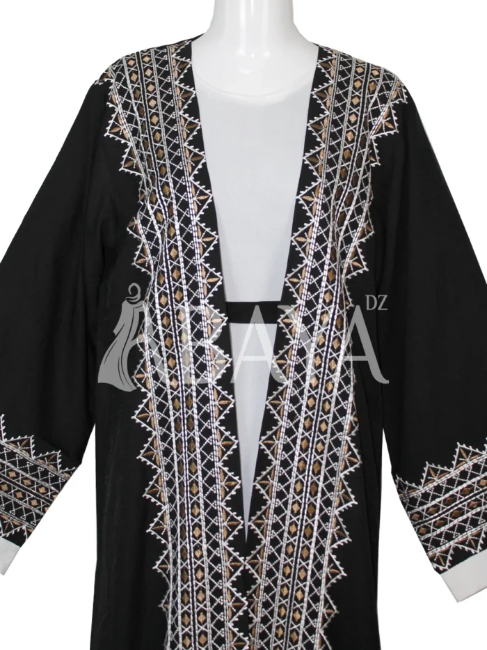 Ensemble Abaya Noir Deux Pièces avec Broderies Élégantes