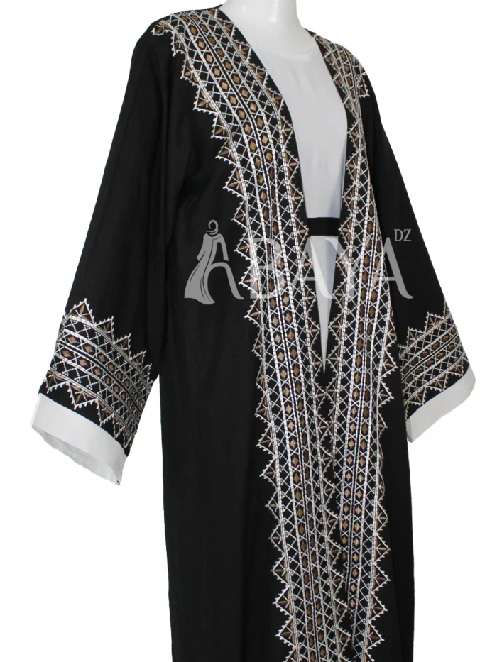 Ensemble Abaya Noir Deux Pièces avec Broderies Élégantes