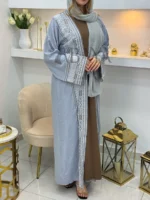 Abaya Kimono Élégante Deux Pièces aux Broderies Raffinées – Image 6
