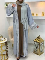 Abaya Kimono Élégante Deux Pièces aux Broderies Raffinées – Image 2