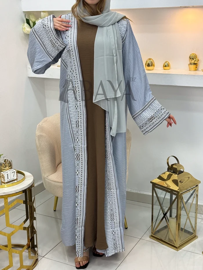 Abaya Kimono Élégante Deux Pièces aux Broderies Raffinées – Image 2