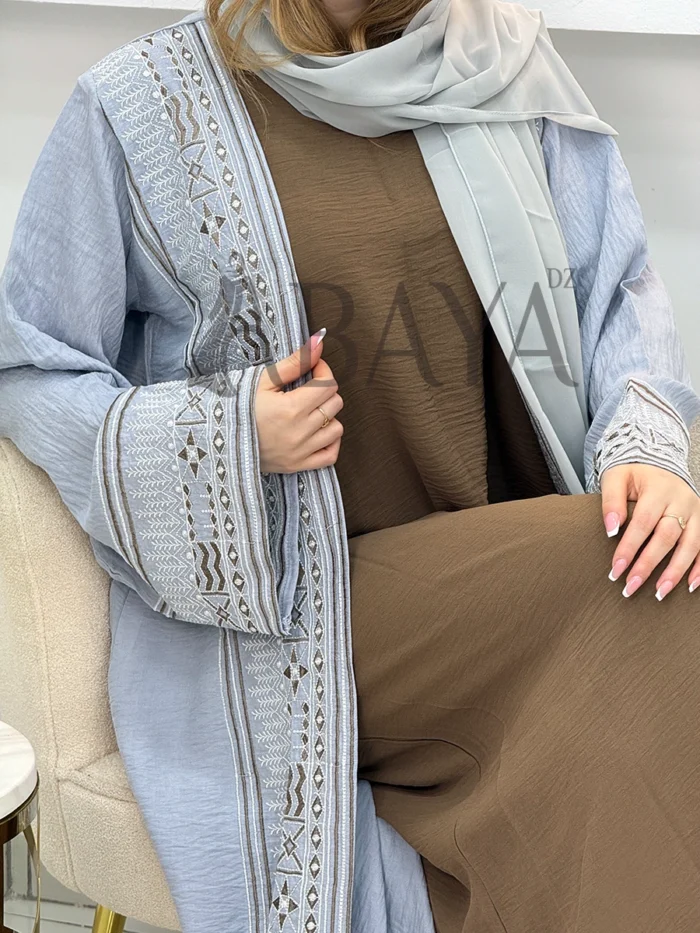 Abaya Kimono Élégante Deux Pièces aux Broderies Raffinées – Image 5